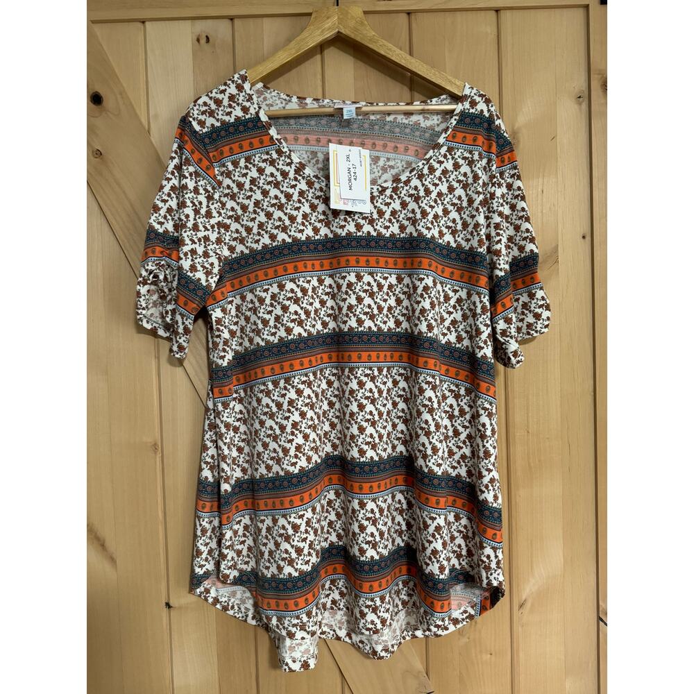 LulaRoe | Morgan Short Sleeve Print Top NWT | Size 2XL